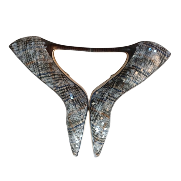 Sam Edelman Hazel Sequined Tweed Pump Plaid Pointed Toe Heels Women's Size - Picture 4 of 11